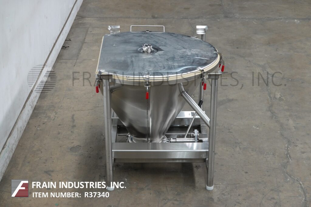 Custom Powder Systems, 336 liter 316 Stainless Steel tote/bin, 46" ID x 30" deep vessel, mounted on heavy - Image 4