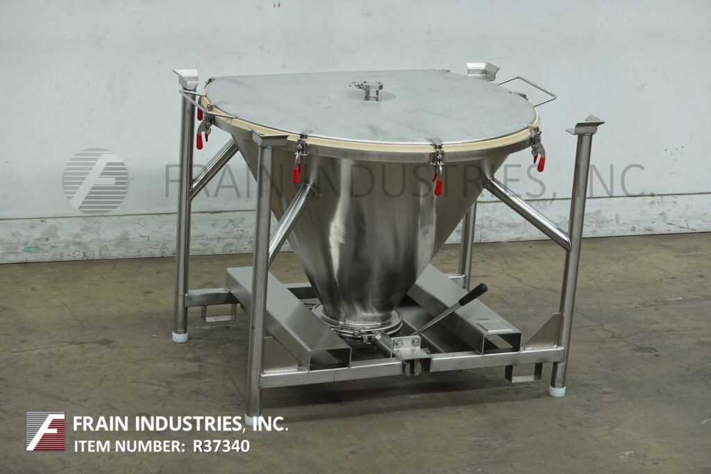 Custom Powder Systems, 336 liter 316 Stainless Steel tote/bin, 46" ID x 30" deep vessel, mounted on heavy - Image 5