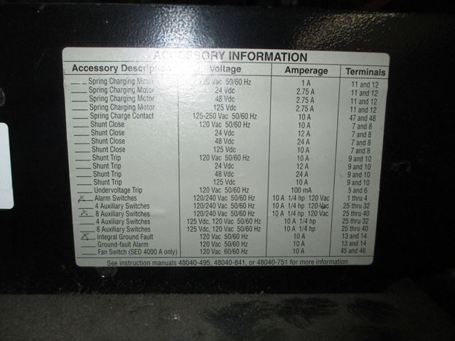 3000 Amps, Square D, SEF363000LSGA8, Electronic Trip Circuit Breaker, 600 VAC, manually operated, F/M, LSIG - Image 3