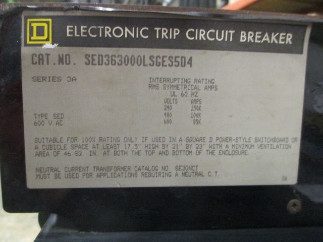 3000 Amps, Square D, SED363000LSGES5D4, 600 VAC, electrically operated, LSIG - Image 2