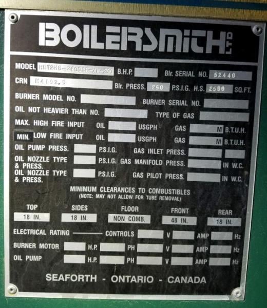 400 HP Boilersmith 400-HP, Wood-Fired Boiler, 250 psig, 2600 sq.ft. SA, 2006 - Image 8