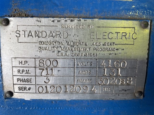 800 HP 720 RPM Siemens-allis, Frame 3020S8, Drip-Proof Ball Bearing, 4160 Volts - Image 3