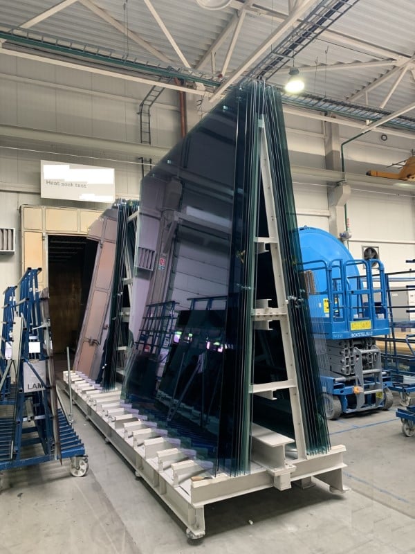 Keraglass #HST-32/70, glass tempering furnace, 2 pieces loading trollrys, 3210 x 7000 mm size, 425 kW, 2008 - Image 1