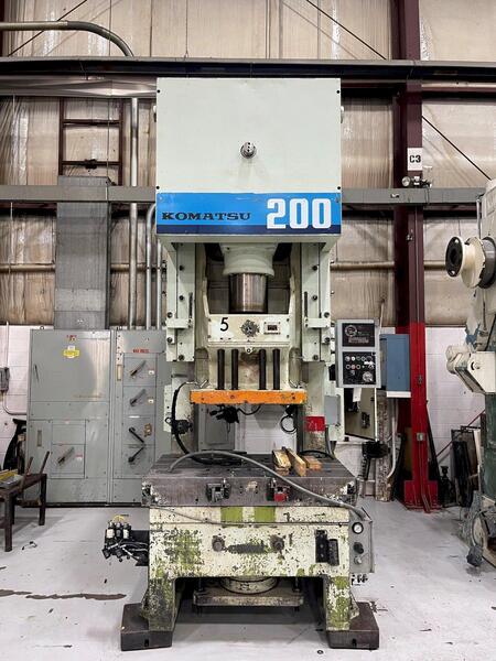 200 Ton, Komatsu #OBS200-3, single point gap press, 9.84" stroke, 18.90" Shut Height, 25-50 VSPM, 1990 - Image 1