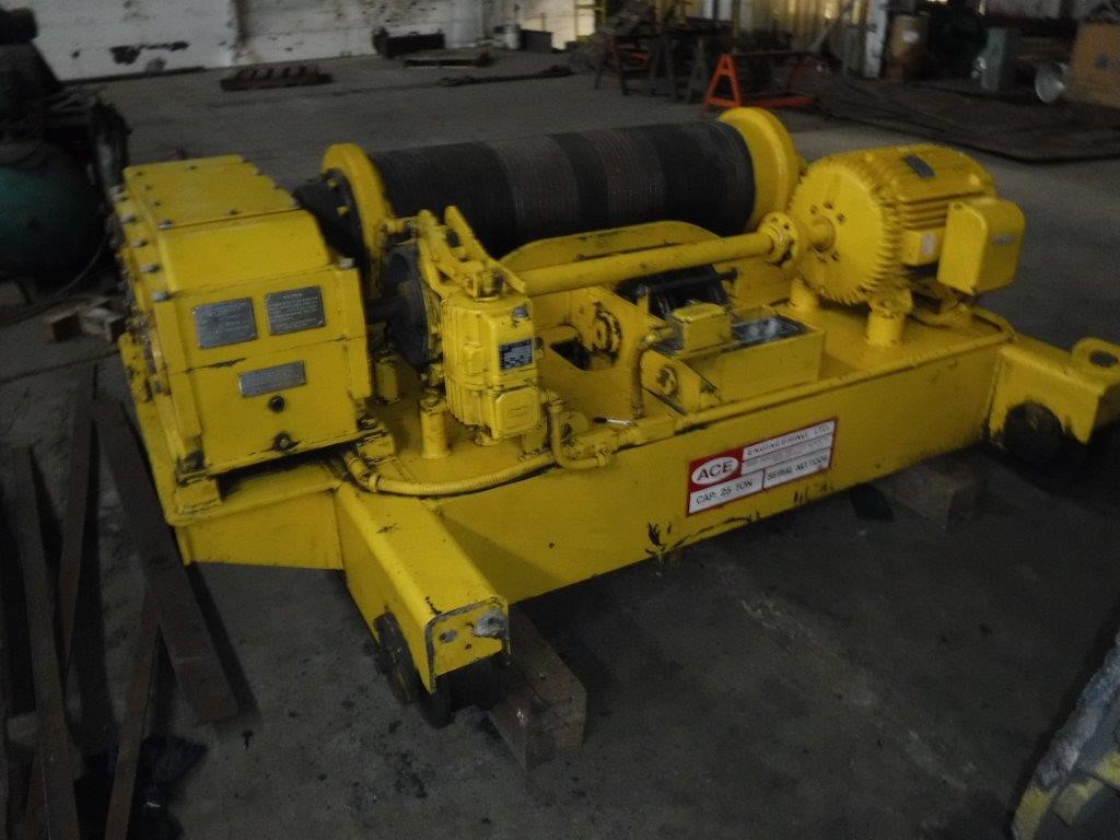 25 Ton, Ace top running double grider trolley hoist, 25' lift, 6' 0" trolley gauge, 2' 9-1/2" overhead - Image 1