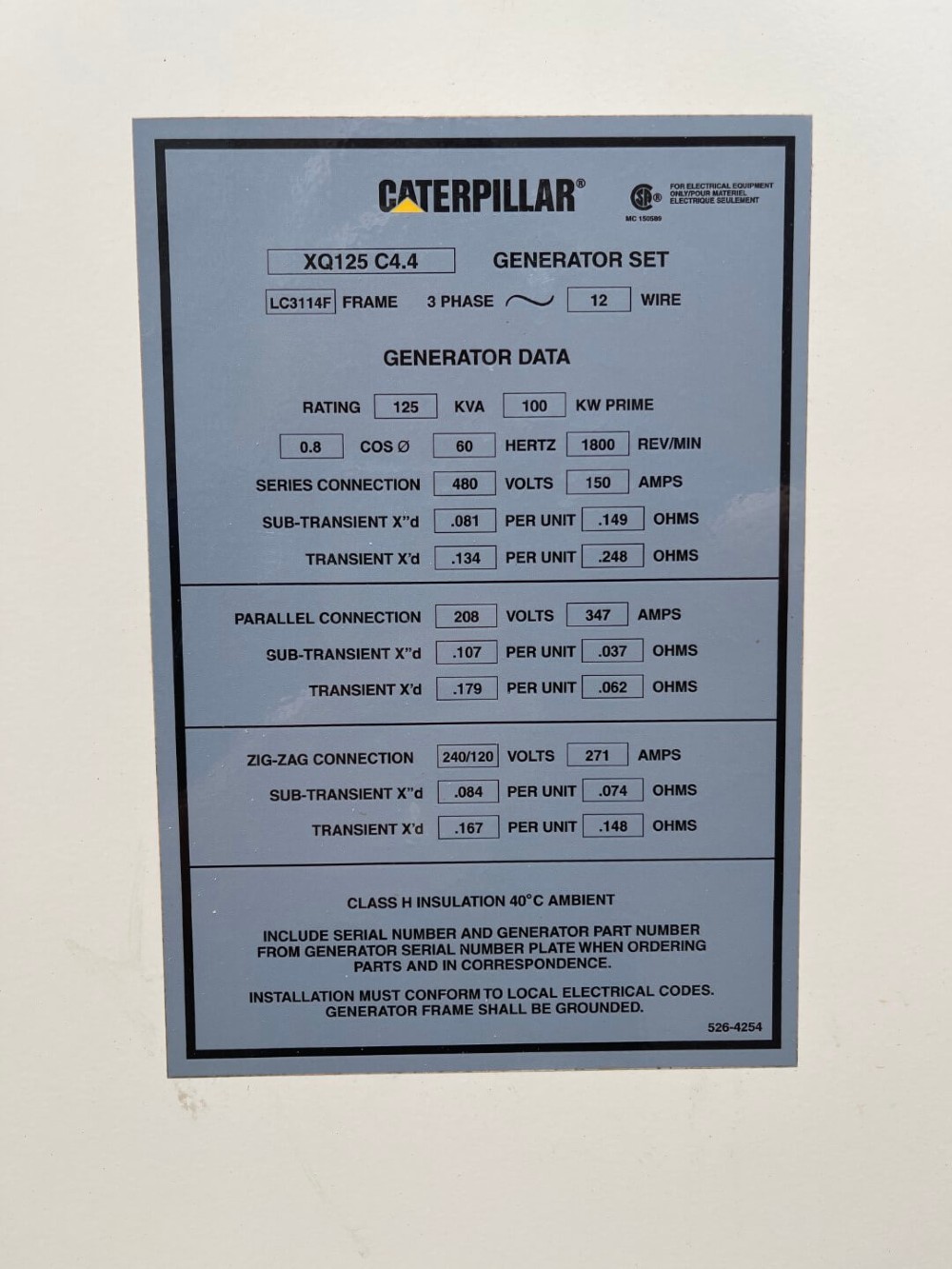 125 KW Caterpillar #XQ125, Trailer Mounted, sound attenuated enclosure, 120/240/208/277/480 Volts, 7421 - Image 7
