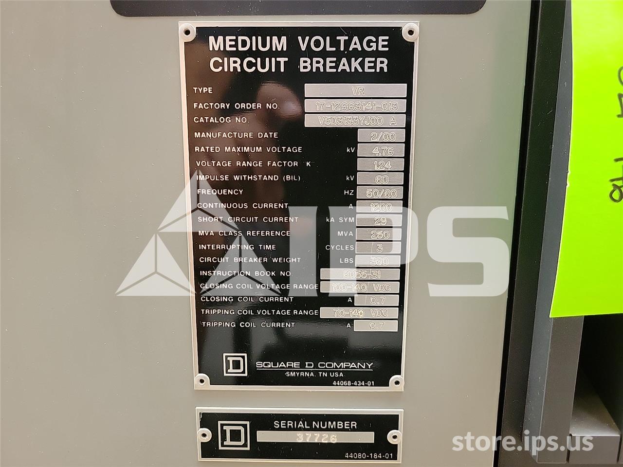 1200 Amps Square D Vad-5 Vr V5d3133yj00a 5 KV 250mv Amps 125 Volts DC Control, 29k Amps Sc - Image 5