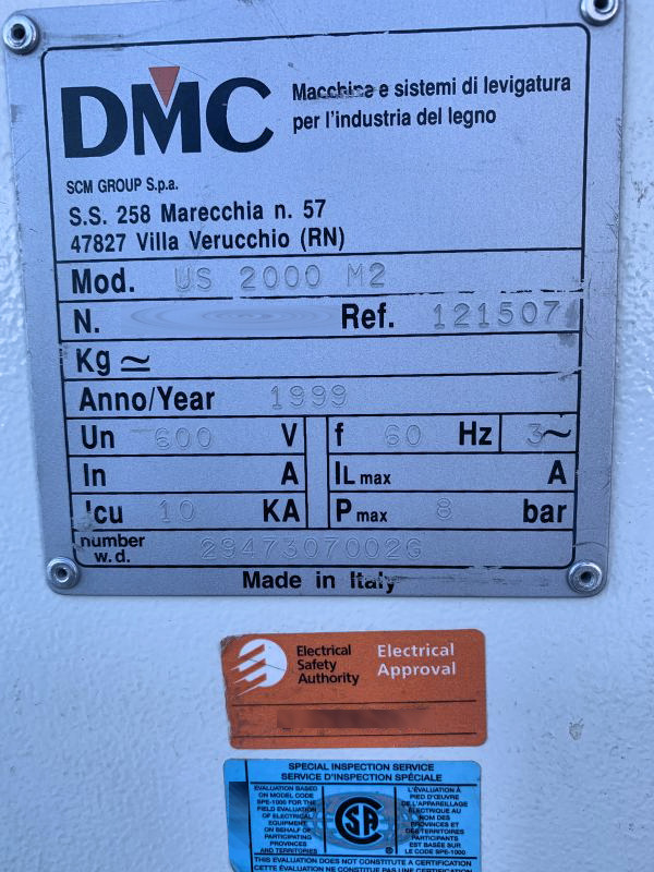 53" Dmc #Unisand-2000-M2, 2-Head Wide Belt, 53" x 103" abrasive belt, 60 FPM, 4" opening, 1999 - Image 4