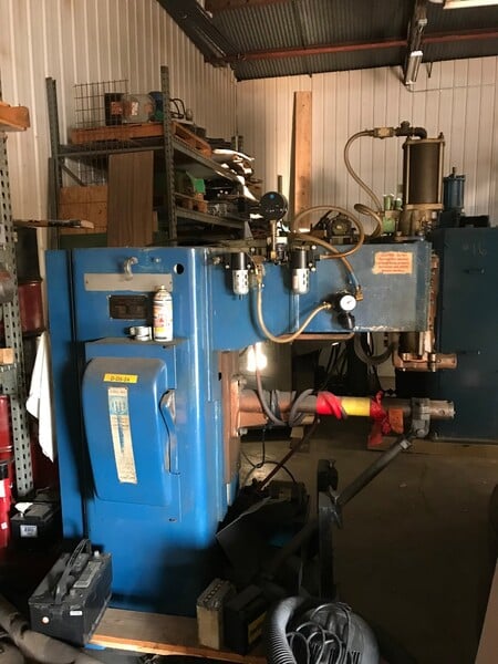 75 KVA Thompson #H30 Press Spot, 220 V., 30" throat, 5" bore, Intertron 108B, casters - Image 1