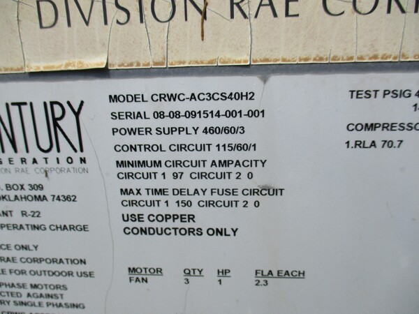 400 Ton, Century #CRWC-AC3CS40H2, chiller, air cooled, water cooled - Image 4