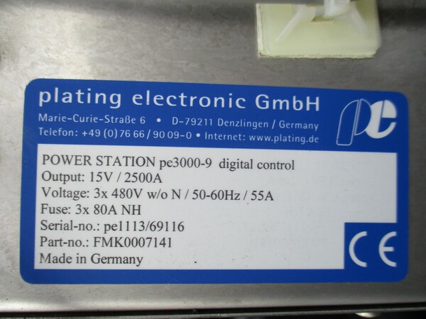 2500 Amp., 6 VDC, 480 VAC, Plating Electronic GMBH, power stations PE 3000, plating power supply - Image 7