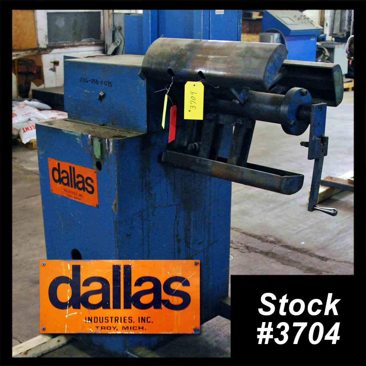 2500 lb. Dallas Industries, motorized coil reel, 12" width, 48" outside dimensions, 16"-20" ID, electric - Image 1