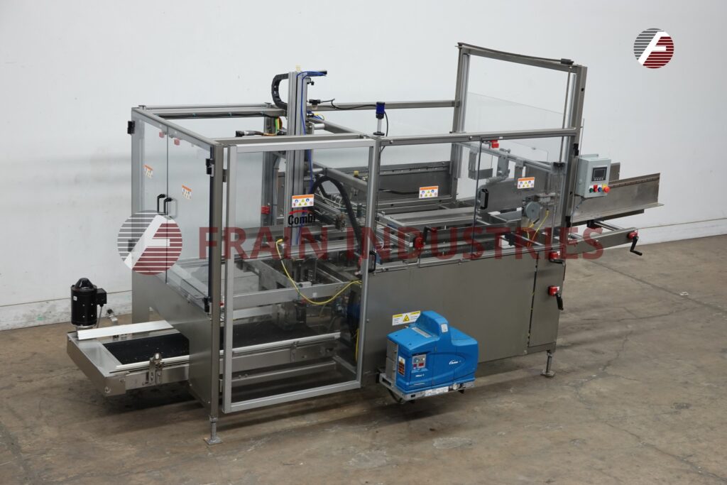 Combi America #HTF, automatic Stainless Steel tray erector hot melt sealer, max 15 trays/minute, mounted on - Image 1