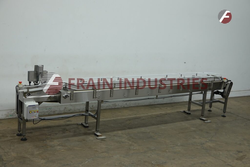4-1/2" width x 194" L Stainless Steel, table top belt accumulation conveyor, control panel with vari-speed - Image 1
