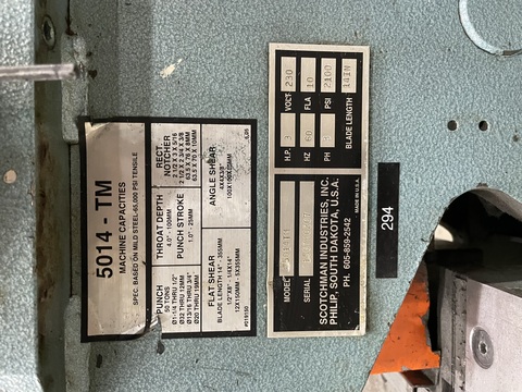 Scotchman #5014TM, ironworker, 50 ton, 14" blade, 3 HP, 230 V., 3 phase, #16105 - Image 7