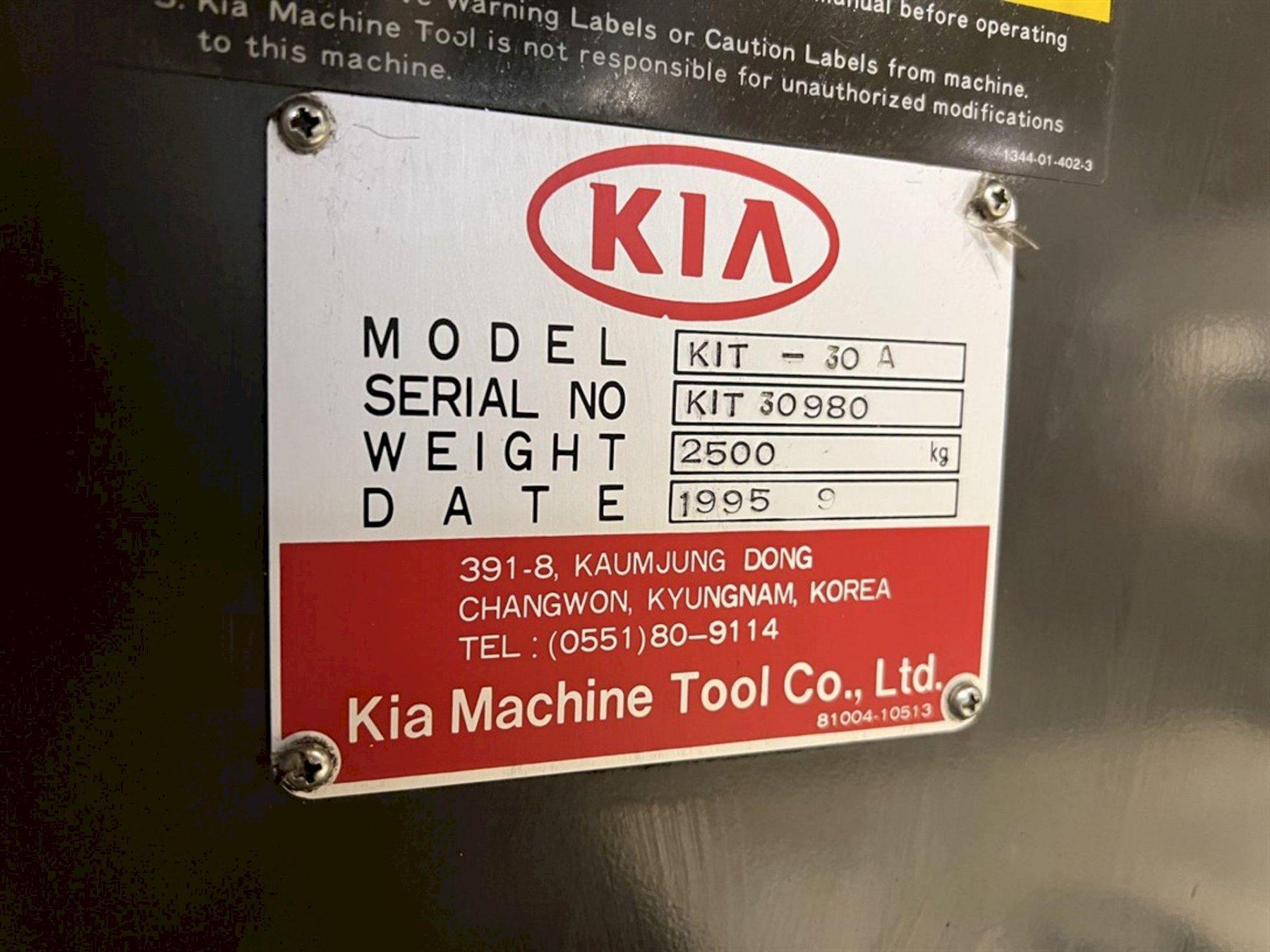 Kia #KIT30A, Turning Center, 18.9" swing, 6" chuck, 1.5" bar, Fanuc 0-T, S/N 30980 - Image 6