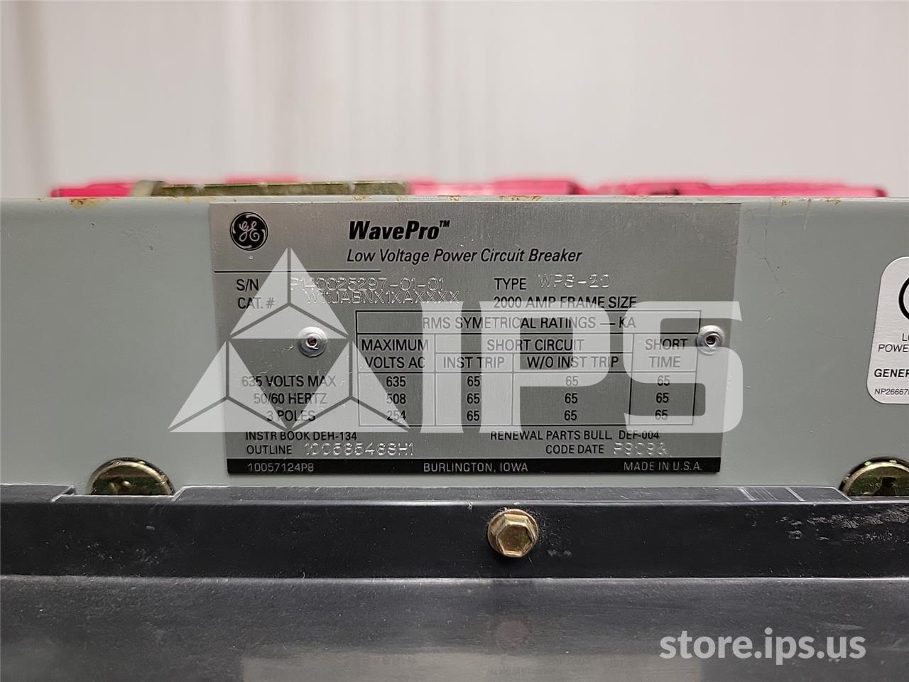 2000 Amps GE Wps-20 Mo/do W11jabnx1xaxxxx 120 Volts AC Shunt Trip, Mvt Plus Lsg, 2000 Amps Ct, 2000 Amps Rp - Image 5