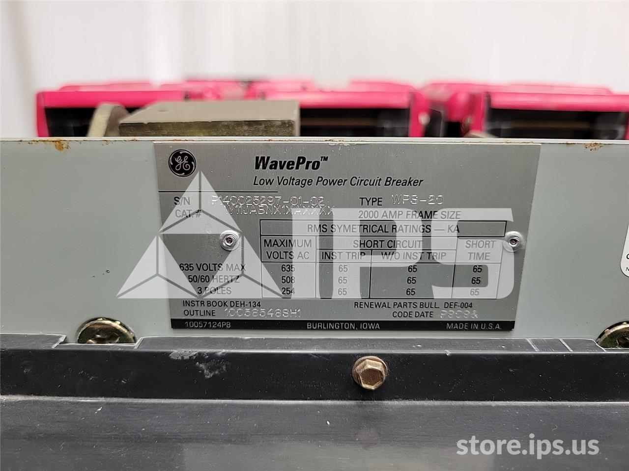 2000 Amps GE Wps-20 Mo/do W11jabnx1xaxxxx 120 Volts AC Shunt Trip, Mvt Plus Lsg, 2000 Amps Ct, 2000 Amps Rp - Image 5