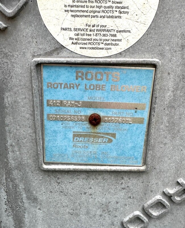 1199 cfm, 15 psi, Roots #412 RAM-J, rotary lobe blower, 30 HP, 230/460 V., 1760 RPM - Image 4