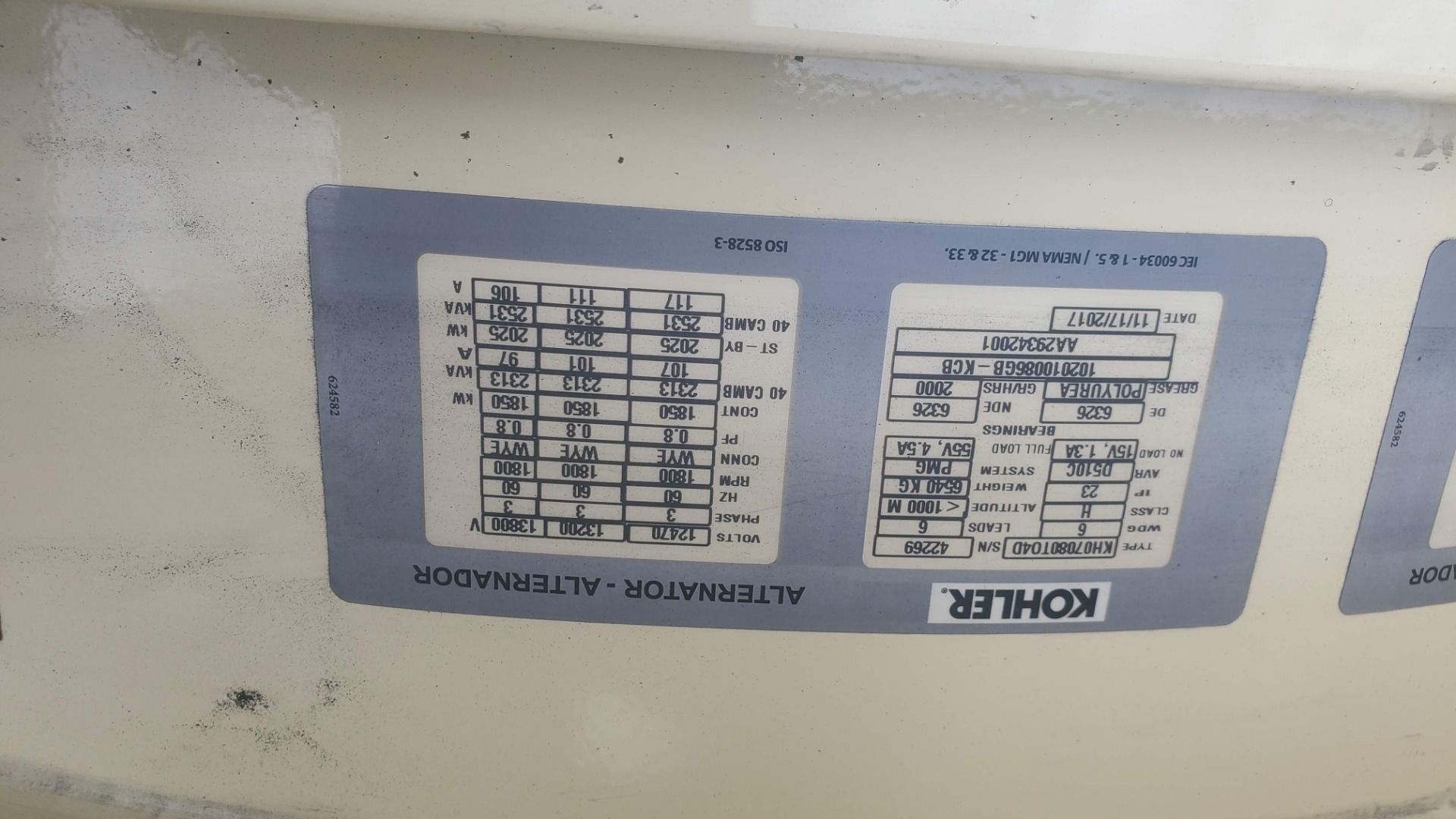 2000 KW, Kohler #KH0080T04D, 12470V/13200V/13800V/11000V, generator end, 50/60 Hz, new surplus - Image 9