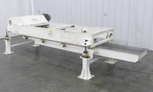 18" wide x 11' long, Deamco vibratory feeder, 4" deep, fiberglass springs - Image 1
