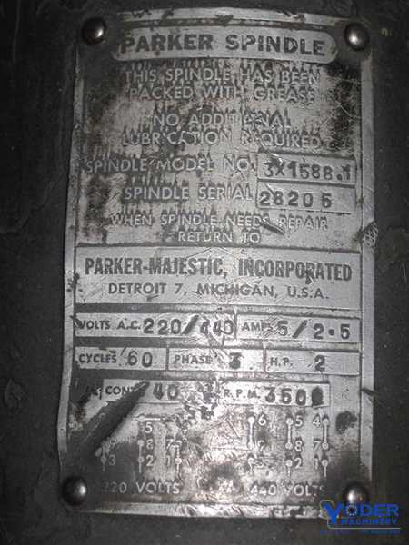 Parker #3X1588.1, toolpost grinder, 16" OD wheel capacity, 2 HP, 3500 RPM, #54806 - Image 2