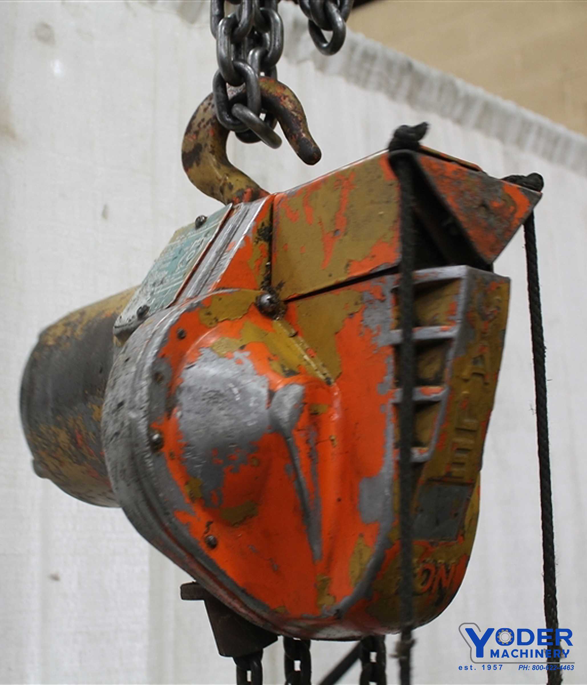 .5 Ton, Yale #CR505RMP Midget King, electric chain hoist, roller chain, pull rope Control, #57860 - Image 7