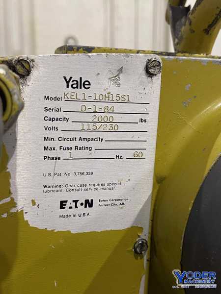 1 Ton, Yale Yale Eaton hoist, 115/230 V., 1 phase, pendant Control, #74837 - Image 2