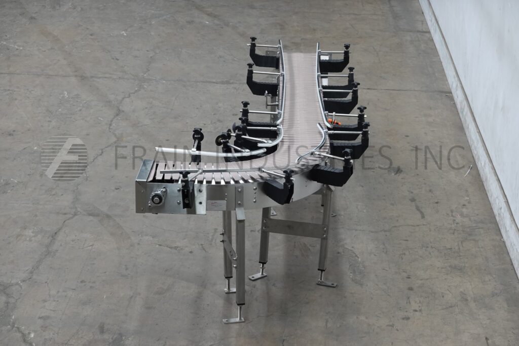 10" wide x 10.4' long, Keenline, Stainless Steel frame table top conveyor, 90° left hand turn, 1/2 HP drive - Image 4