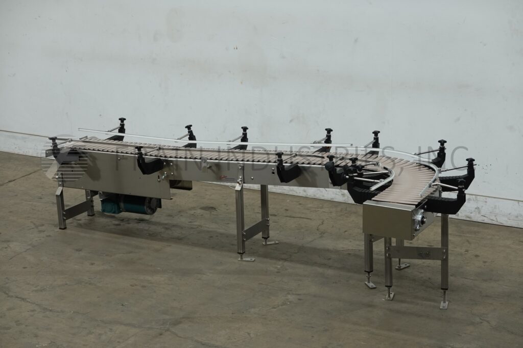 10" wide x 10.4' long, Keenline, Stainless Steel frame table top conveyor, 90° left hand turn, 1/2 HP drive - Image 5