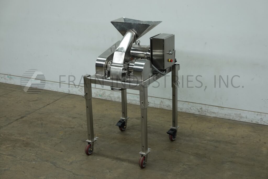 Fitzpatrick #DAS06, Stainless Steel hammermill, 16 fixed impact/knivfe blades, 7 HP, mounted lon 4 leg frame - Image 1