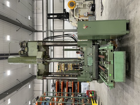 220 Ton, Reis #TUS-160OK, 4 post spotting press, 60" x72" x63" bed, tilt table, 1991 - Image 5