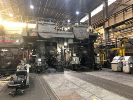44" x 45.5" United, 2 stand 4-Hi tandem cold rolling mill, 5500 FPM, in ground coil cars - Image 1
