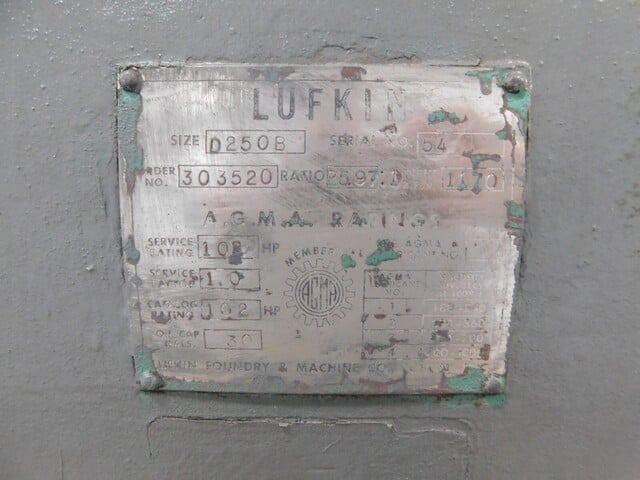 102 HP @ 1170 RPM, Lufkin #D250B, gear reducer, 25.97 ratio, 1.0 service factor - Image 10