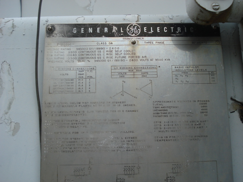 9500 KVA 34500GY/199190 Primary, 2400 Secondary, General Electric transformer - Image 6