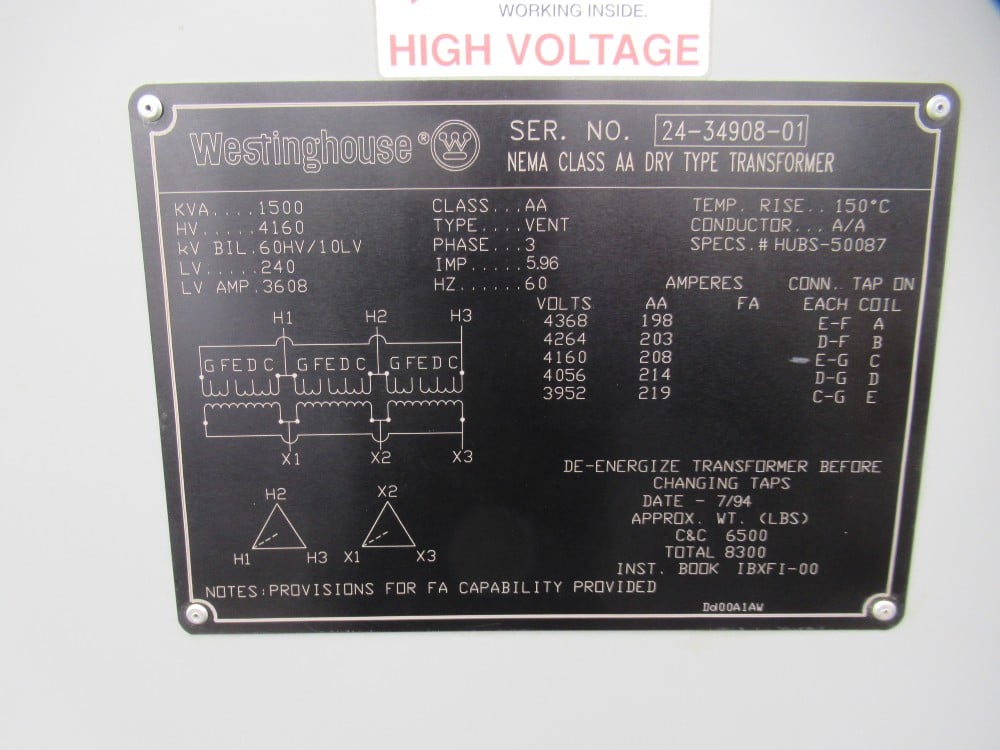 4000 Amps, Westinghouse, 1500 KVA, 240 Volts, 3PH3W, substation switchgear - Image 6