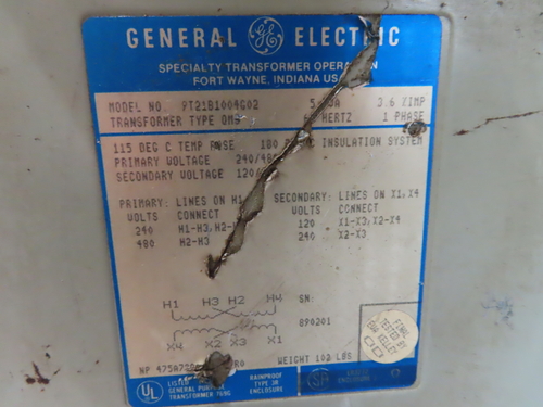 5 KVA 240/480 Primary, 120/240 Secondary, General Electric 9T21B1004G02 type QMS transformer, 1 yr warranty - Image 8