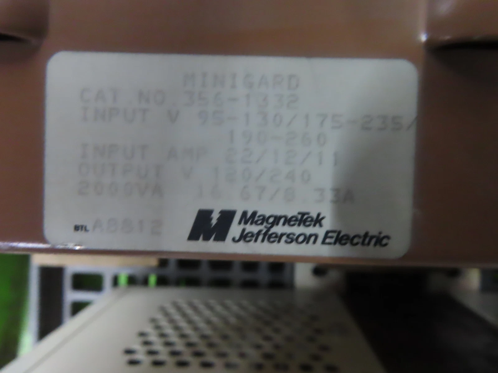 2 KVA Magnetek Minigard transformer 356-1332, 1 yr warranty - Image 9