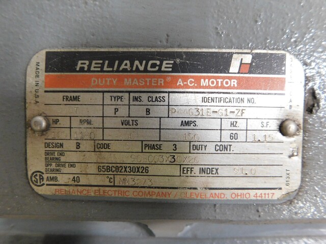 125 HP 1180 RPM Reliance Duty Master Allis-Chalmers motor, Frame 445T, 460 Volts, rebuilt - Image 6