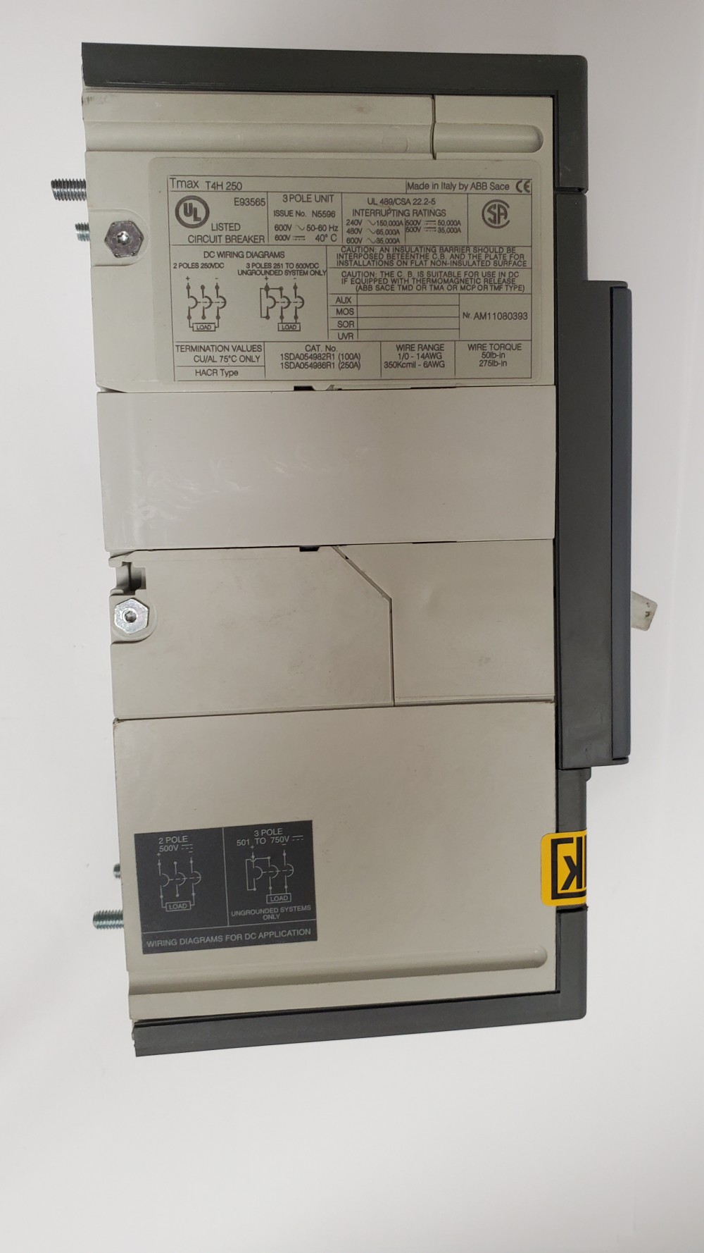 250 Amps, ABB molded case circuit breaker - Image 2
