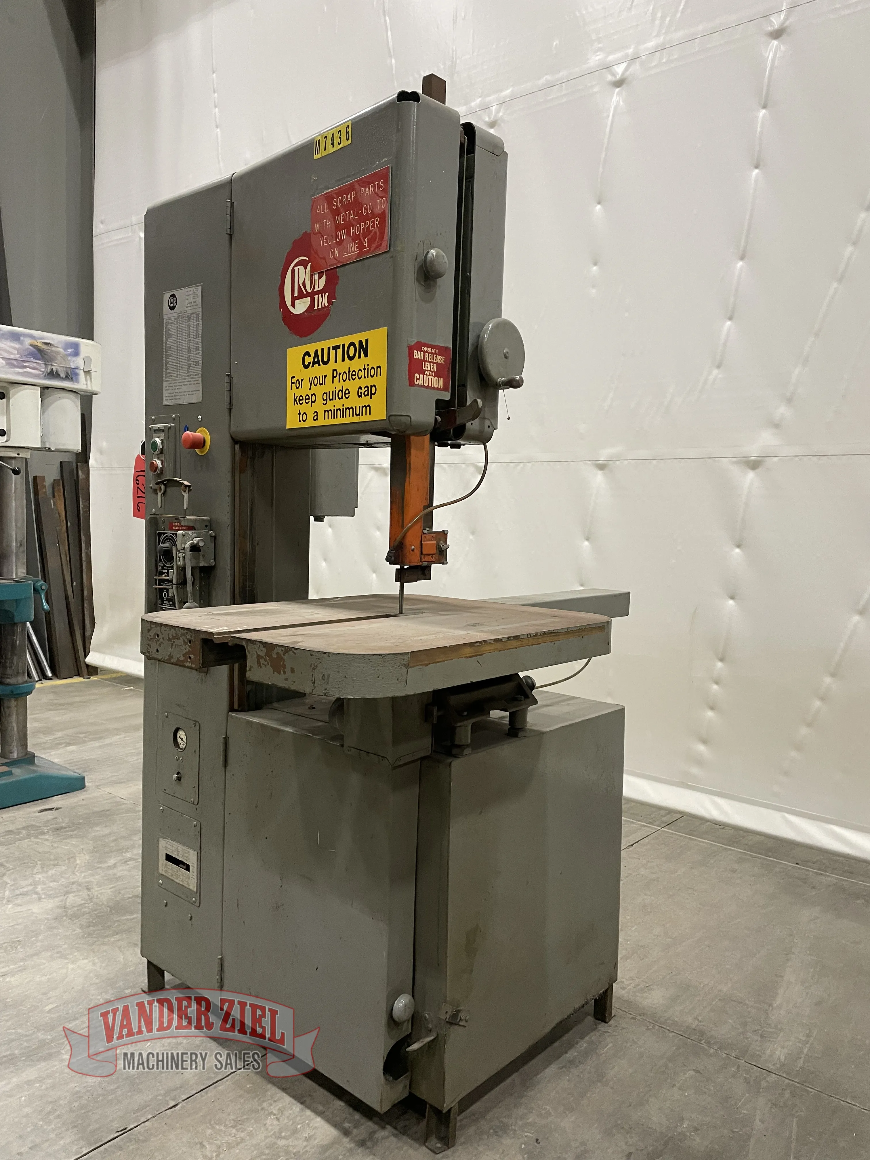 18" x 12" Grob #4V-18, vertical band saw, 28" x 24" x 2-1/2" table, serial #3895, 1980, #16216 - Image 2