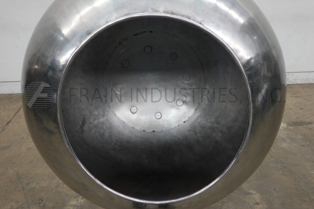 36" x 28" Colton #SSV7300CAJDW, Stainless Steel, spherical shaped, coating pan, mounted on painted base frame - Image 2