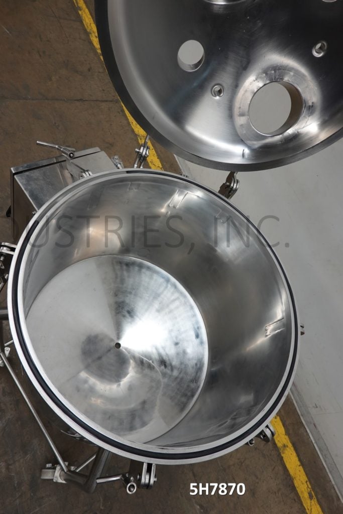 50 gallon 316 Stainless Steel single wall tank, 28" dia. x 24" deep with 20" straight wall, bolt down dome - Image 2