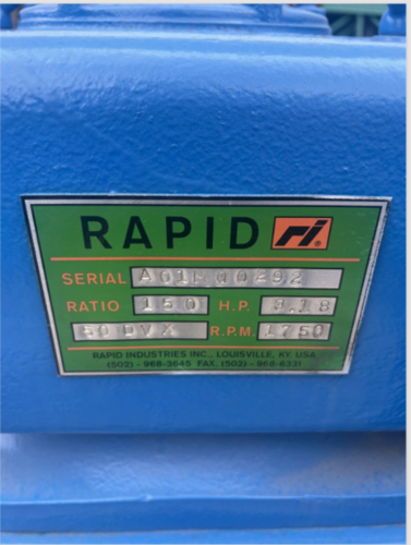 Rapid Industries X348 X458 Caterpillar Drive Assembly 150:1 Ratio, 50 DVX - Image 2