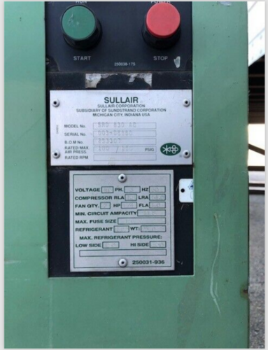100/130 psig, Sullair #SRD-830, Refrigerated Air Dryer, for Industrial - Image 3