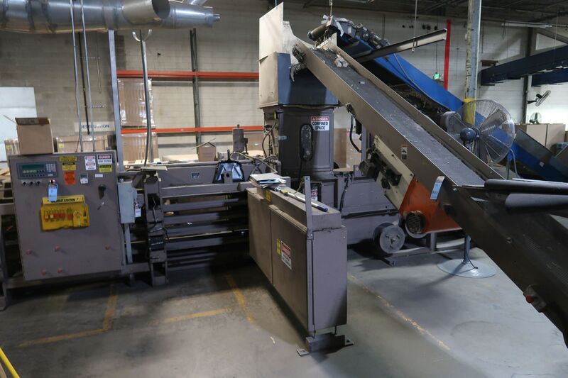 72" x 36" x 40" Maren #72-OE/100, open-end continuous automatic shredder & baler, w/electric tier, 30 HP - Image 1