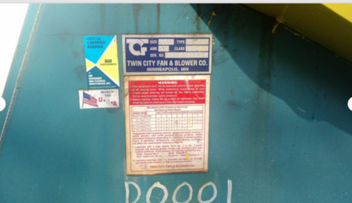 3800 cfm @ 20" S.P., Twin City Fan Size 365 BAF, 15 HP, NYBF (Shipping Avail) - Image 3