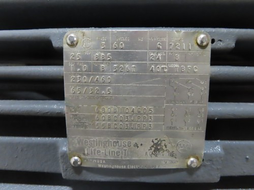 25 HP 885 RPM Westinghouse Line-Line T motor, Frame 326T, 230/460 Volts, refurbished - Image 3
