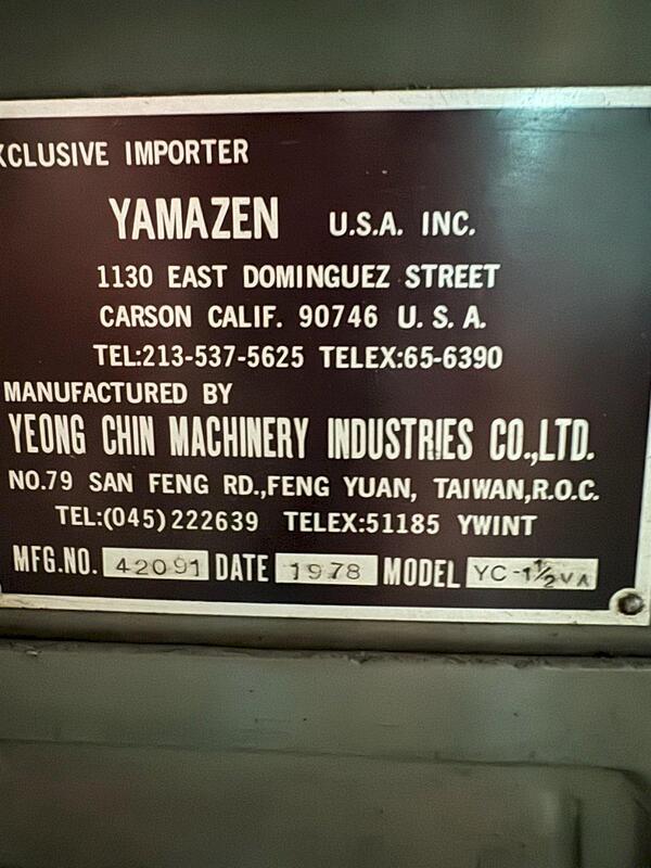 Yamazen #YC-1-1/2VA, vertical mill, 9