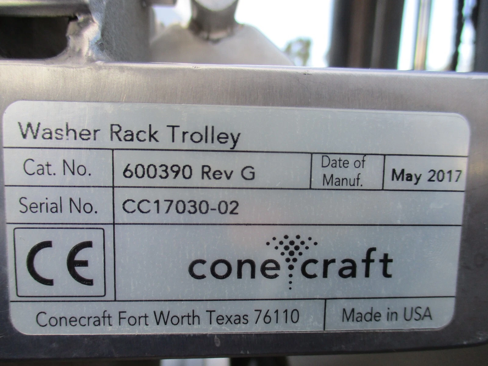 cone craft washer rack trolley & tr, 2017 - Image 2